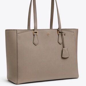 Tory Burch Gray Leather Tote Bag